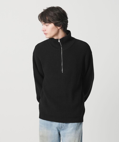バルキー アゼ ハーフジップ ニット（ニット/セーター）｜MONKEY TIME