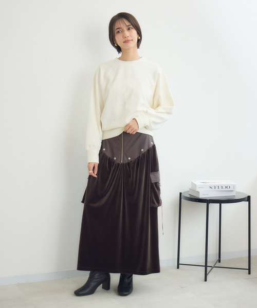 KATHARINE ROSS（キャサリンロス）の「【PILLINI/ピリーニ】ベロア×レザーワークスカート（スカート・レディース・ブラック/ブラウン・FREE）」の10枚目の写真