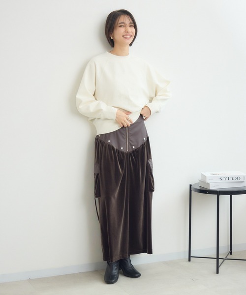 KATHARINE ROSS（キャサリンロス）の「【PILLINI/ピリーニ】ベロア×レザーワークスカート（スカート・レディース・ブラック/ブラウン・FREE）」の11枚目の写真