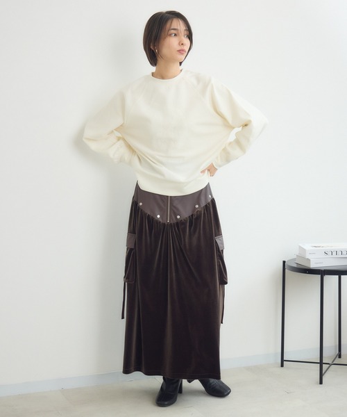 KATHARINE ROSS（キャサリンロス）の「【PILLINI/ピリーニ】ベロア×レザーワークスカート（スカート・レディース・ブラック/ブラウン・FREE）」の12枚目の写真