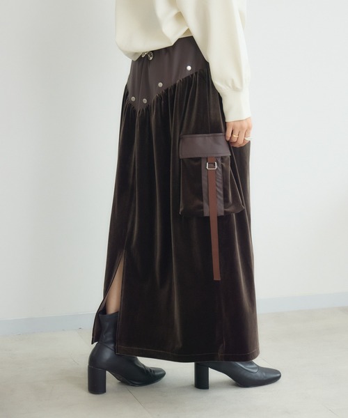 KATHARINE ROSS（キャサリンロス）の「【PILLINI/ピリーニ】ベロア×レザーワークスカート（スカート・レディース・ブラック/ブラウン・FREE）」の16枚目の写真