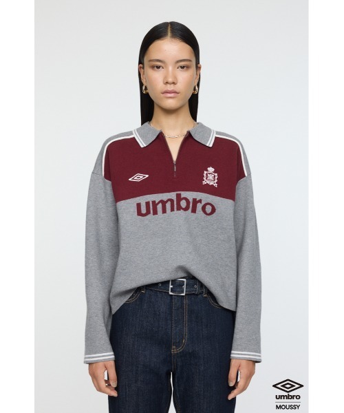MOUSSY（マウジー）の「UMBRO HALF ZIP TEAM ニットシャツ（ニット/セーター・レディース・杢グレー/アイボリー/ライトブルー・FREE）」の3枚目の写真