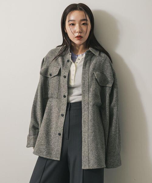 ウールブラウス AZUL BY MOUSSY | リラックス開襟シャツ (シャツ・ブラウス ) |SHEL