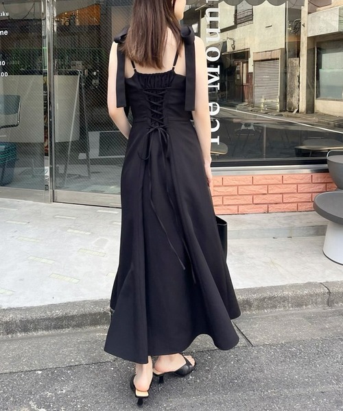 one after another NICE CLAUP(ワンアフターアナザーナイスクラップ)の「新色追加【WEB限定商品】マイナス5キロ見え/バックレースアップキャミワンピース(ワンピース・レディース・ブラウン系その他/ブラック系その他/ブラック・LARGE/MEDIUM)」の21枚目の写真