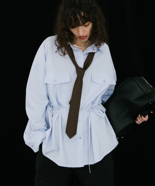 HANNE（アン）の「CPO2WAYシャツ（シャツ/ブラウス・レディース・ベージュ/ホワイト/ブルー・FREE）」の3枚目の写真