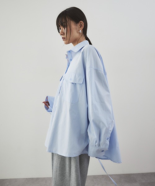 HANNE（アン）の「CPO2WAYシャツ（シャツ/ブラウス・レディース・ベージュ/ホワイト/ブルー・FREE）」の19枚目の写真