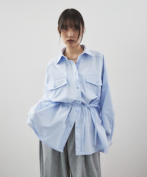 HANNE（アン）の「CPO2WAYシャツ（シャツ/ブラウス・レディース・ベージュ/ホワイト/ブルー・FREE）」の21枚目の写真