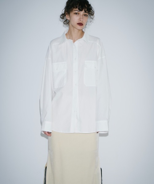 HANNE（アン）の「CPO2WAYシャツ（シャツ/ブラウス・レディース・ベージュ/ホワイト/ブルー・FREE）」の5枚目の写真