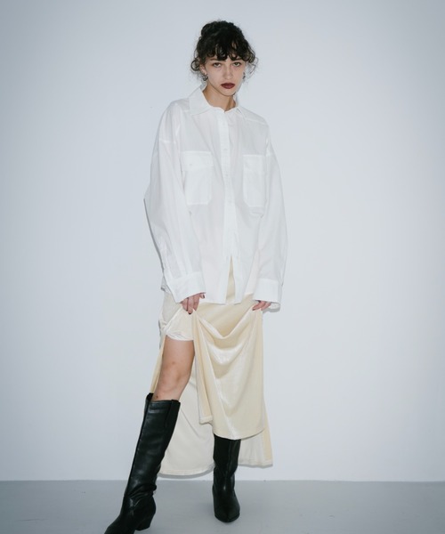 HANNE（アン）の「CPO2WAYシャツ（シャツ/ブラウス・レディース・ベージュ/ホワイト/ブルー・FREE）」の6枚目の写真