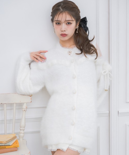 couture BY ROJITA（クチュールバイロジータ）の「レース切替ラメシャギーニットワンピース（ワンピース・レディース・ブラック/グレー/ホワイト・FREE）」の8枚目の写真