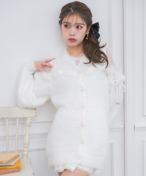 couture BY ROJITA（クチュールバイロジータ）の「レース切替ラメシャギーニットワンピース（ワンピース・レディース・ブラック/グレー/ホワイト・FREE）」の9枚目の写真