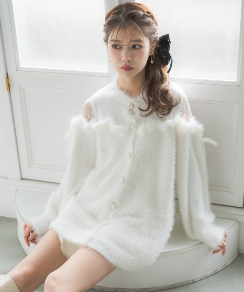 couture BY ROJITA（クチュールバイロジータ）の「レース切替ラメシャギーニットワンピース（ワンピース・レディース・ブラック/グレー/ホワイト・FREE）」の4枚目の写真
