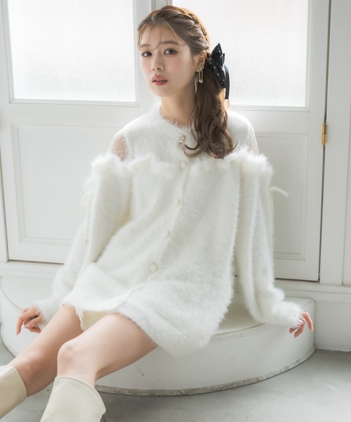 couture BY ROJITA（クチュールバイロジータ）の「レース切替ラメシャギーニットワンピース（ワンピース・レディース・ブラック/グレー/ホワイト・FREE）」の5枚目の写真