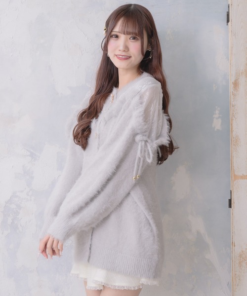 couture BY ROJITA（クチュールバイロジータ）の「レース切替ラメシャギーニットワンピース（ワンピース・レディース・ブラック/グレー/ホワイト・FREE）」の15枚目の写真