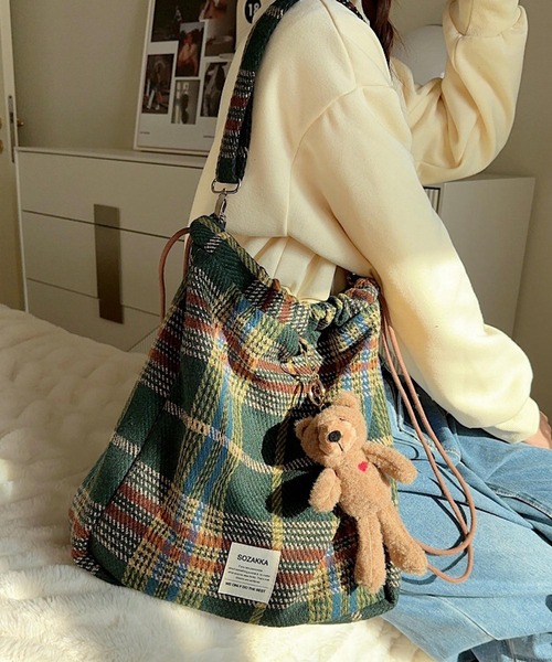 TONE SELECT GOODS(トーンセレクトグッズ)の「Liaa/チェック柄 2way トート ナップサック リュック A18712(バックパック/リュック・レディース・その他4/その他1/その他2/その他3/その他5・FREE)」の2枚目の写真