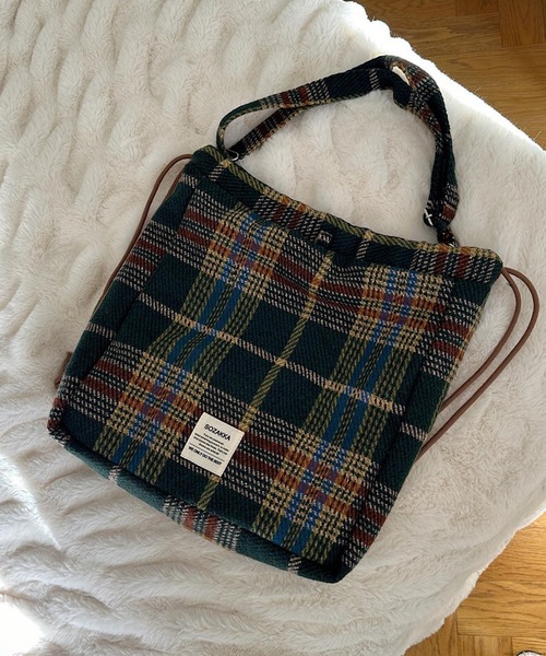 TONE SELECT GOODS(トーンセレクトグッズ)の「Liaa/チェック柄 2way トート ナップサック リュック A18712(バックパック/リュック・レディース・その他4/その他1/その他2/その他3/その他5・FREE)」の9枚目の写真