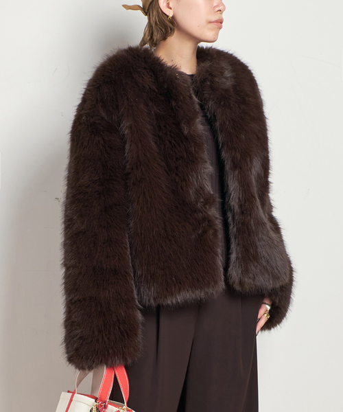 EVERYDAY I LIKE.(エヴリディアイライク)の「*Anna ファージャケット(その他アウター・レディース・ブラウン・FREE)」の1枚目の写真