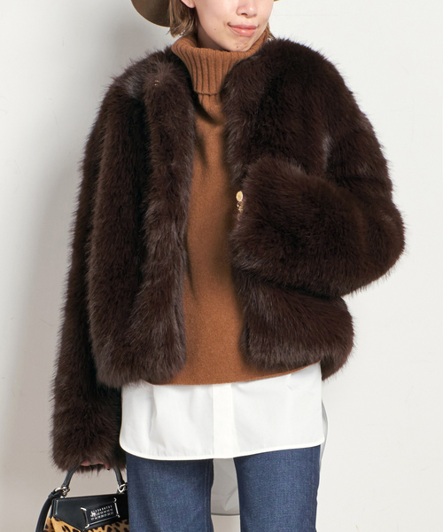 EVERYDAY I LIKE.(エヴリディアイライク)の「*Anna ファージャケット(その他アウター・レディース・ブラウン・FREE)」の8枚目の写真