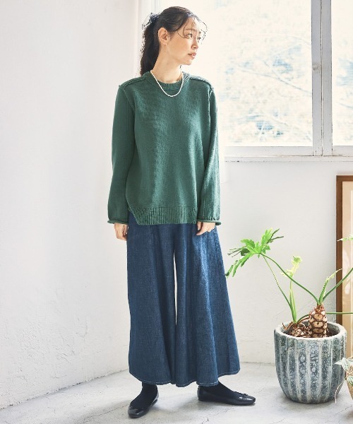 and myera（アンド マイラ）の「ａｎｄ　ｍｙｅｒａ　ニットで作ったトレーナー（ニット/セーター・レディース・ブラウン/グリーン/ネイビー・S）」の6枚目の写真