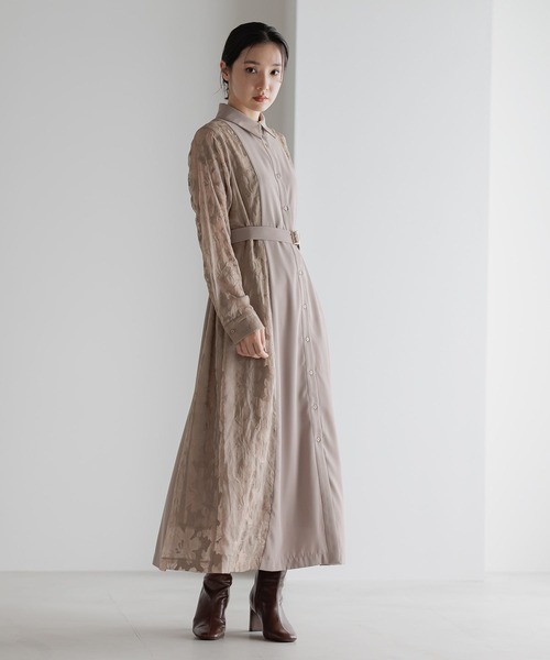 Andemiu（アンデミュウ）の「【選べる3丈】サイドジャガードキリカエワンピース606739（ワンピース・レディース・ネイビー/ベージュ/ブルー/アイボリー・フリー/ﾌﾘ-/FREE）」の3枚目の写真