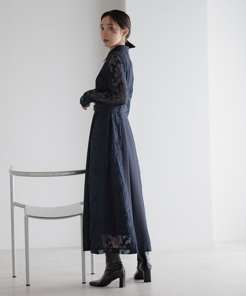 Andemiu（アンデミュウ）の「【選べる3丈】サイドジャガードキリカエワンピース606739（ワンピース・レディース・ネイビー/ベージュ/ブルー/アイボリー・フリー/ﾌﾘ-/FREE）」の6枚目の写真