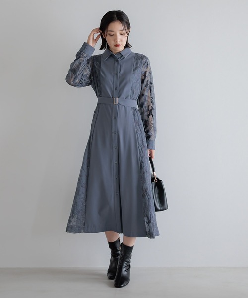 Andemiu（アンデミュウ）の「【選べる3丈】サイドジャガードキリカエワンピース606739（ワンピース・レディース・ネイビー/ベージュ/ブルー/アイボリー・フリー/ﾌﾘ-/FREE）」の11枚目の写真