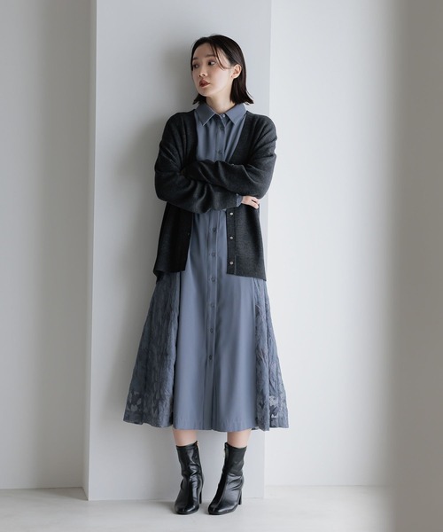 Andemiu（アンデミュウ）の「【選べる3丈】サイドジャガードキリカエワンピース606739（ワンピース・レディース・ネイビー/ベージュ/ブルー/アイボリー・フリー/ﾌﾘ-/FREE）」の13枚目の写真