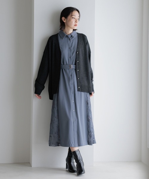 Andemiu（アンデミュウ）の「【選べる3丈】サイドジャガードキリカエワンピース606739（ワンピース・レディース・ネイビー/ベージュ/ブルー/アイボリー・フリー/ﾌﾘ-/FREE）」の14枚目の写真