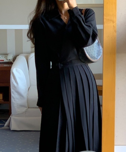 FREE STYLISTS(フリー スタイリスト)の「YUGA_YGMC Pleated long dress(ワンピース・レディース・ベージュ/ブラック・FREE)」の5枚目の写真