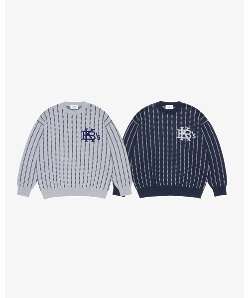KEBOZ（ケボズ）の「EFG STRIPE COTTON KNIT CREWNECK（ニット/セーター・メンズ・グレー/ネイビー・XL/L/M）」の6枚目の写真