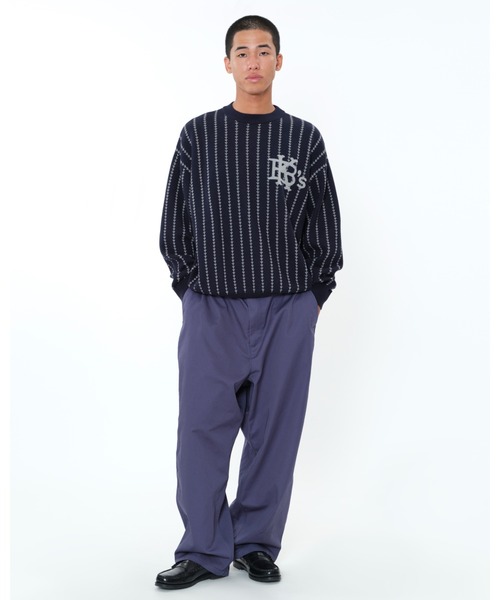 KEBOZ（ケボズ）の「EFG STRIPE COTTON KNIT CREWNECK（ニット/セーター・メンズ・グレー/ネイビー・XL/L/M）」の3枚目の写真