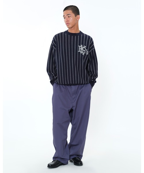 KEBOZ（ケボズ）の「EFG STRIPE COTTON KNIT CREWNECK（ニット/セーター・メンズ・グレー/ネイビー・XL/L/M）」の4枚目の写真
