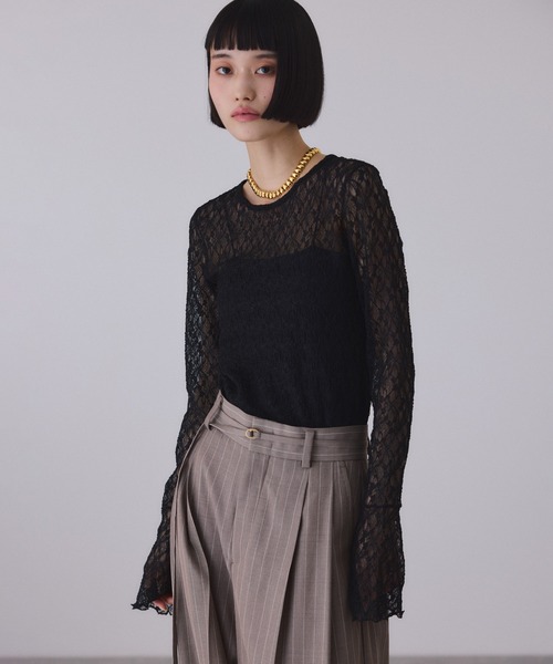 フレアスリーブレーストップス（Tシャツ/カットソー）｜ADAM ET ROPE