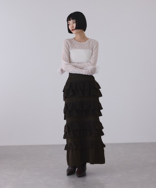 フレアスリーブレーストップス（Tシャツ/カットソー）｜ADAM ET ROPE