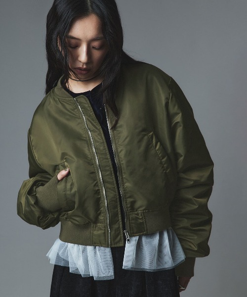 W:Huku(フーク)の「【W:Huku / ナイロンオックス】キルティング MA-1 / Nylon Oxford Quilted MA-1(MA-1・レディース・ブラック/ライトベージュ/カーキ・FREE)」の1枚目の写真