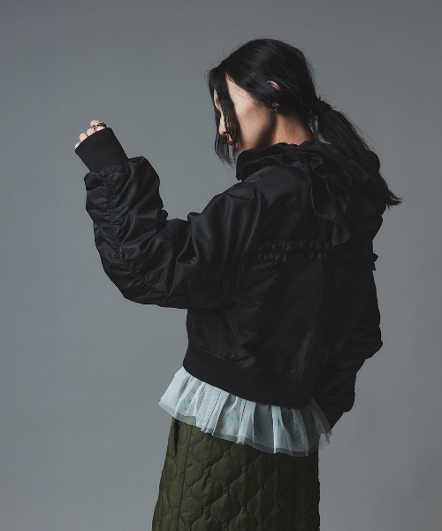 W:Huku(フーク)の「【W:Huku / ナイロンオックス】キルティング MA-1 / Nylon Oxford Quilted MA-1(MA-1・レディース・ブラック/ライトベージュ/カーキ・FREE)」の9枚目の写真