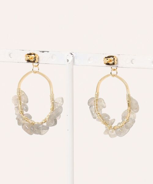 tone(トーン)の「【SOARM】華奢にきらめく天然石フープピアス(全6色)(MA)(ピアス(両耳用)・レディース・イエロー/ピンク/ホワイト/パープル/クリア/ブラック/ブルー・FREE)」の12枚目の写真