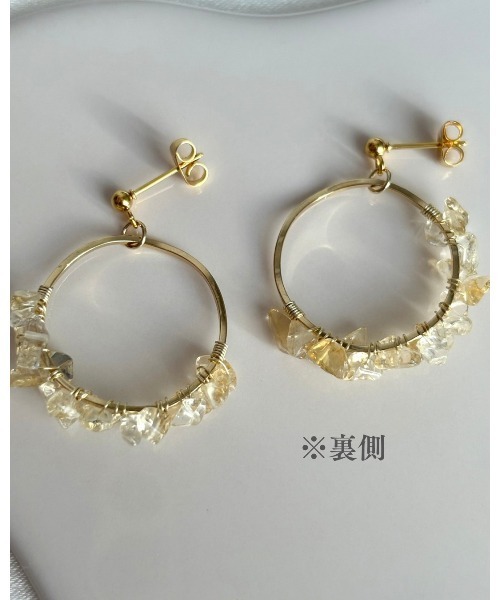 tone(トーン)の「【SOARM】華奢にきらめく天然石フープピアス(全6色)(MA)(ピアス(両耳用)・レディース・イエロー/ピンク/ホワイト/パープル/クリア/ブラック/ブルー・FREE)」の8枚目の写真