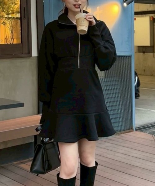 セール】ティアードペプラムワンピース 秋服 冬服（ワンピース