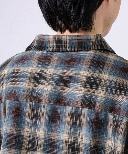 セール】【主役の1枚】TRオンブレチェック ブランケットステッチシャツ
