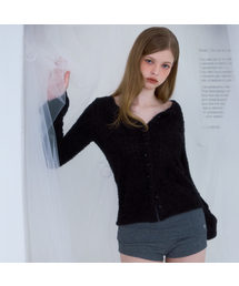 Hairy Slim Fur Cardigan [Black]