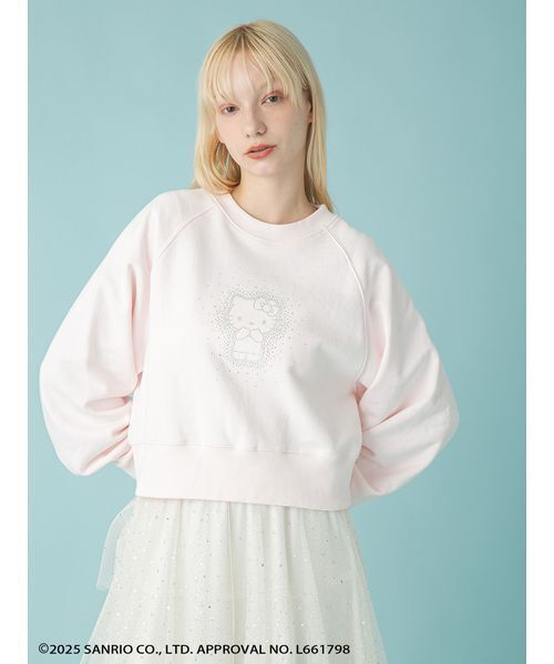 FURFUR（ファーファー）の「【WEB・一部店舗限定カラー】HELLO KITTYクリスタルスウェット（スウェット・レディース・ブラック/ライトピンク/サックスブルー/ホワイト・F）」の4枚目の写真