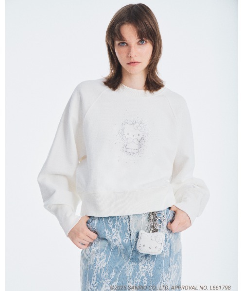 FURFUR（ファーファー）の「【WEB・一部店舗限定カラー】HELLO KITTYクリスタルスウェット（スウェット・レディース・ブラック/ライトピンク/サックスブルー/ホワイト・F）」の14枚目の写真