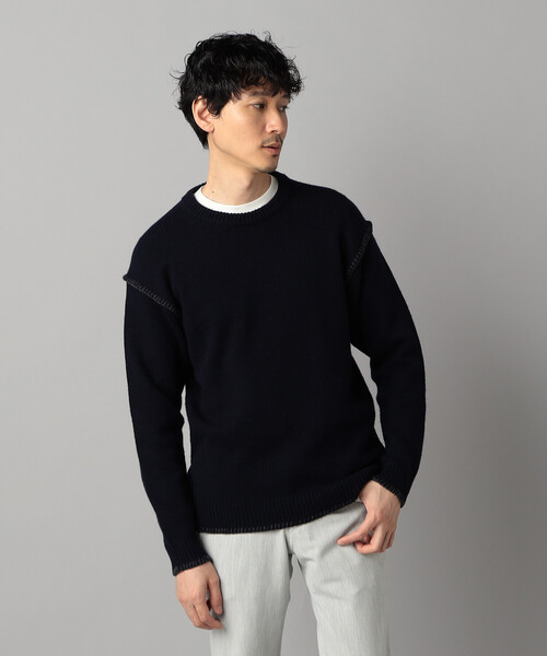 COMME CA MEN(コムサメン)の「ブランケットステッチ クルーネックニット(ニット/セーター・メンズ・ブラック/ネイビー・L/M)」の2枚目の写真