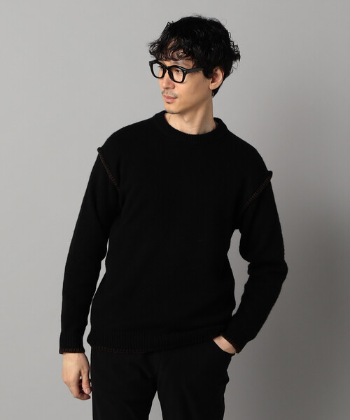 COMME CA MEN(コムサメン)の「ブランケットステッチ クルーネックニット(ニット/セーター・メンズ・ブラック/ネイビー・L/M)」の6枚目の写真
