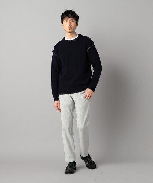 COMME CA MEN(コムサメン)の「ブランケットステッチ クルーネックニット(ニット/セーター・メンズ・ブラック/ネイビー・L/M)」の7枚目の写真