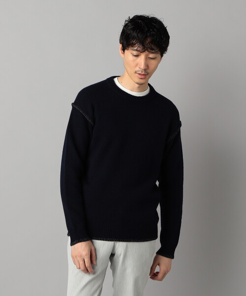 COMME CA MEN(コムサメン)の「ブランケットステッチ クルーネックニット(ニット/セーター・メンズ・ブラック/ネイビー・L/M)」の9枚目の写真