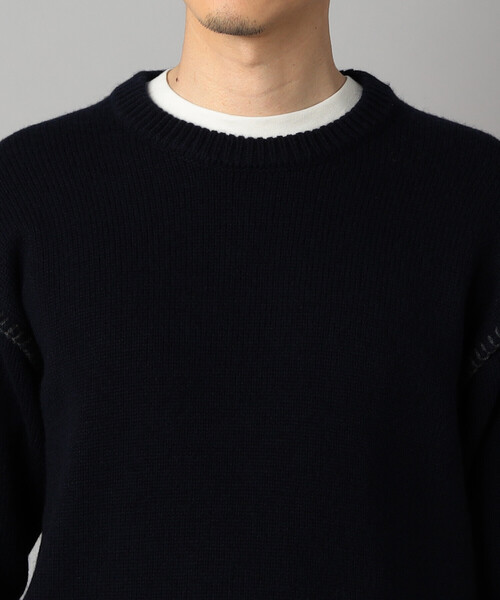 COMME CA MEN(コムサメン)の「ブランケットステッチ クルーネックニット(ニット/セーター・メンズ・ブラック/ネイビー・L/M)」の14枚目の写真