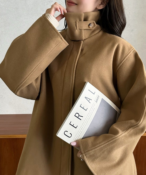 Eclat one(エクラワン)の「【Eclat one】ステンカラー ミドル丈 コート(ステンカラーコート・レディース・グレー/ベージュ/ネイビー・FREE)」の2枚目の写真