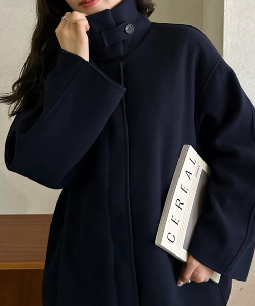 Eclat one(エクラワン)の「【Eclat one】ステンカラー ミドル丈 コート(ステンカラーコート・レディース・グレー/ベージュ/ネイビー・FREE)」の3枚目の写真